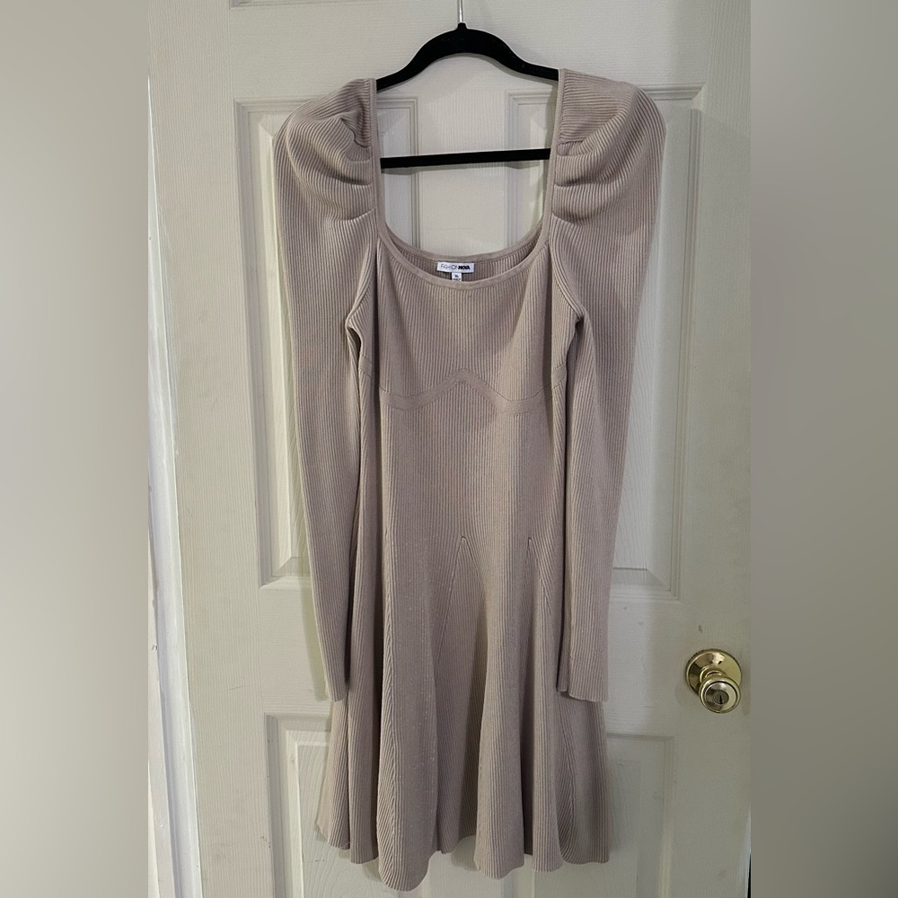 FASHION NOVA TAUPE FAUX CORSET SWEATER DRESS SIZE XL